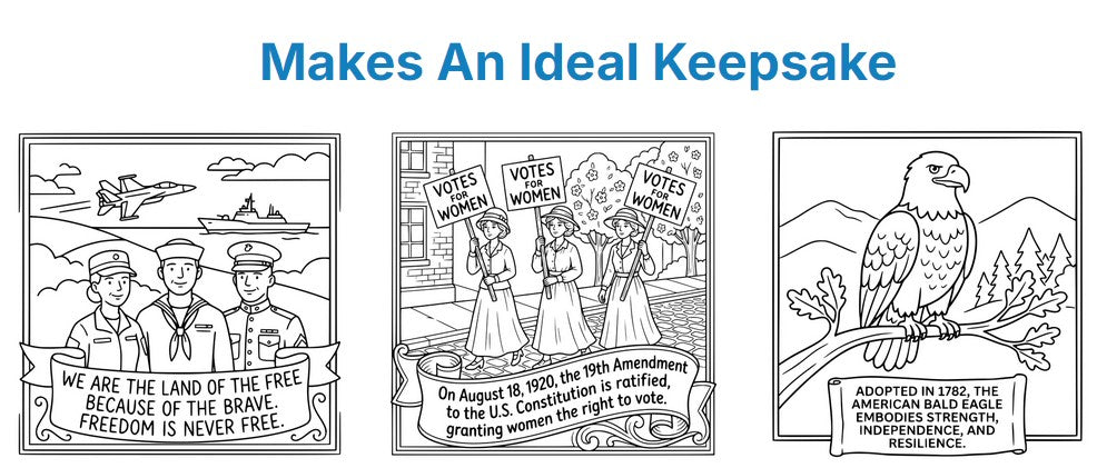 America's 250th Anniversary Coloring Book, Patriotic History Activity (PDF Download)