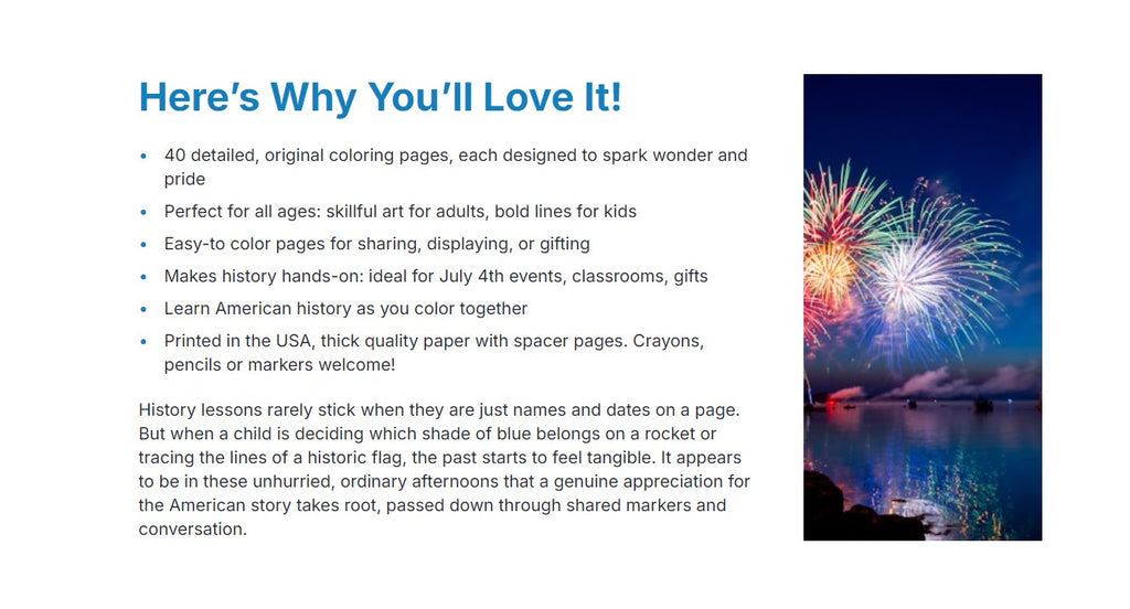 America's 250th Anniversary Coloring Book, Patriotic History Activity (PDF Download)