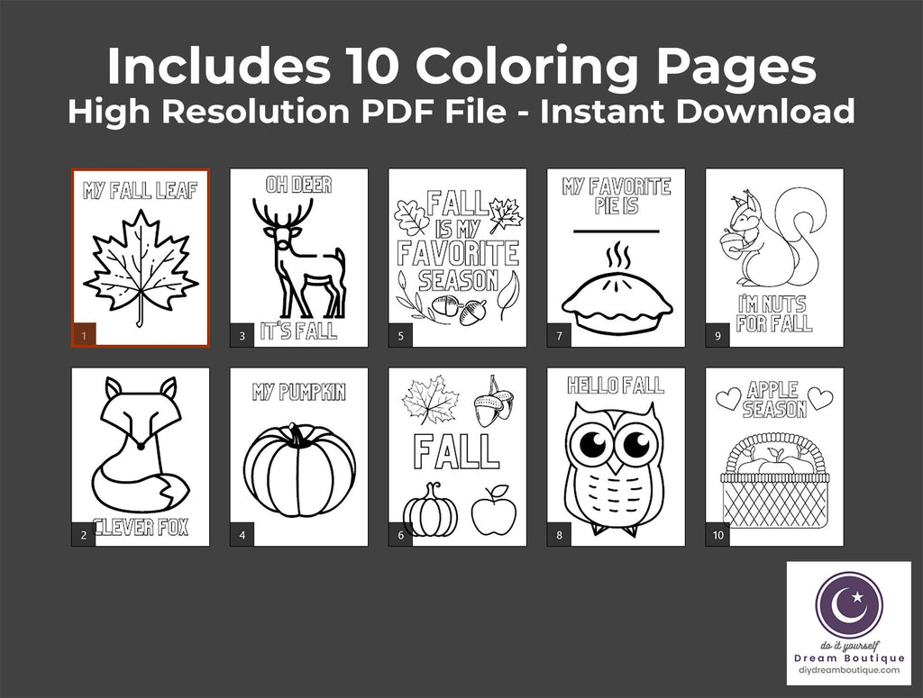 Fall Coloring Pages: Pumpkins, Fox, Squirrel, and More (PDF)