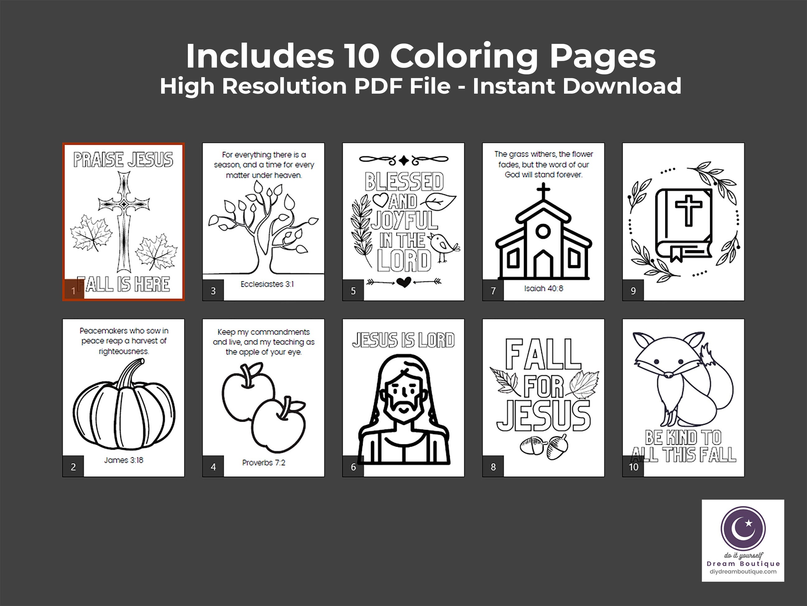 Fall Religious Coloring Pages: Sunday School Activity (PDF)