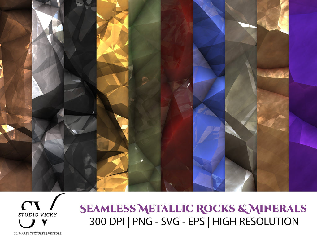 Seamless Metallic Rocks and Minerals