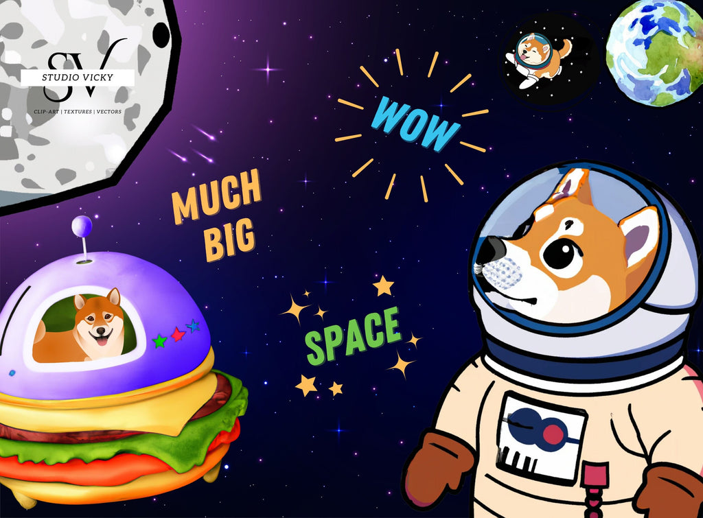 Doge Clipart: Shiba Inu in Space - PNG & SVG (Digital Download)