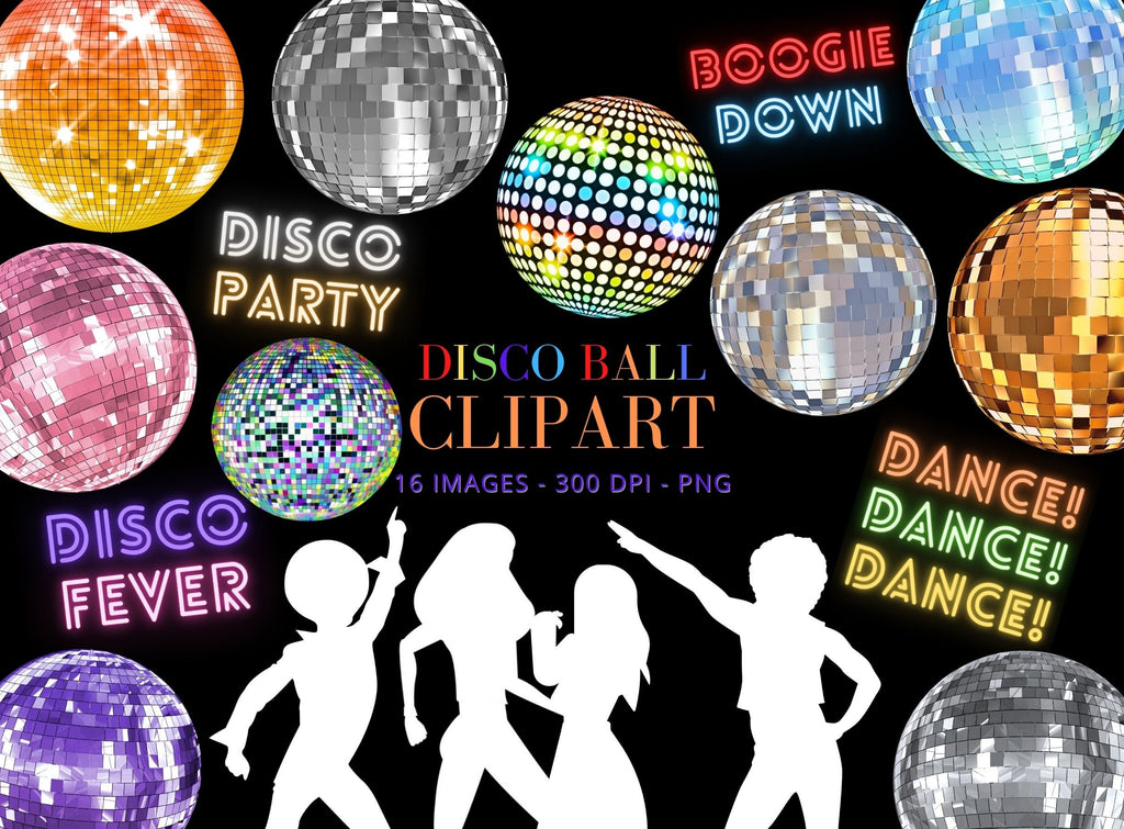 Retro Disco Ball Clipart: PNG & JPG Files (Instant Download)