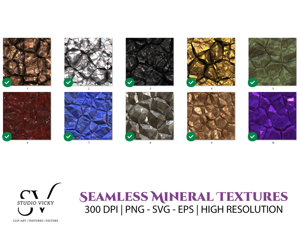 Seamless Metallic Rocks and Minerals
