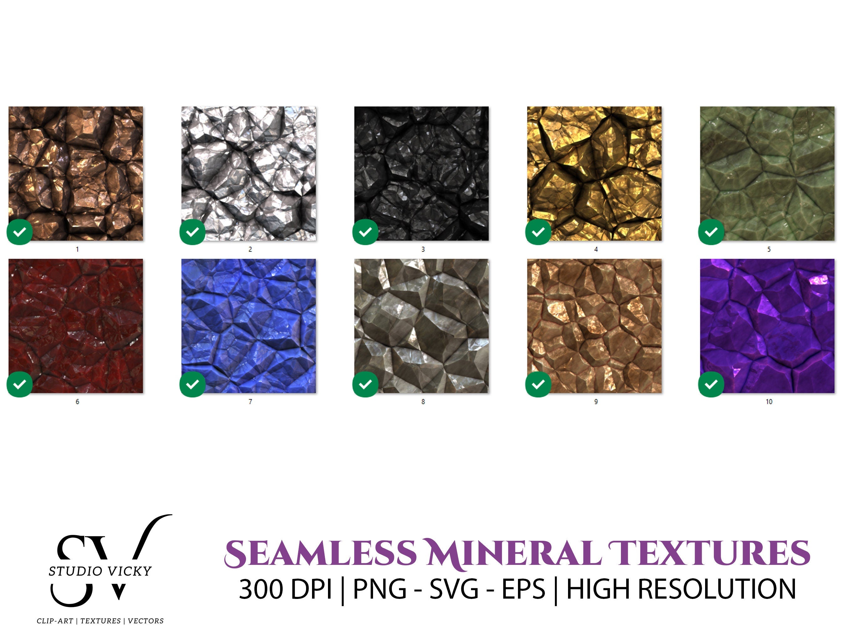 Seamless Metallic Rocks and Minerals