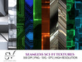 Seamless Sci-Fi Textures: PNG, SVG, EPS Files (Digital Download)
