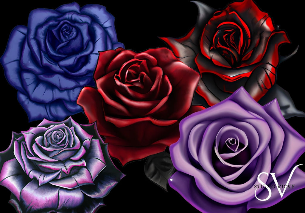 Gothic Romance Clipart Bundle: Skulls, Roses, Keys (SVG & PNG)