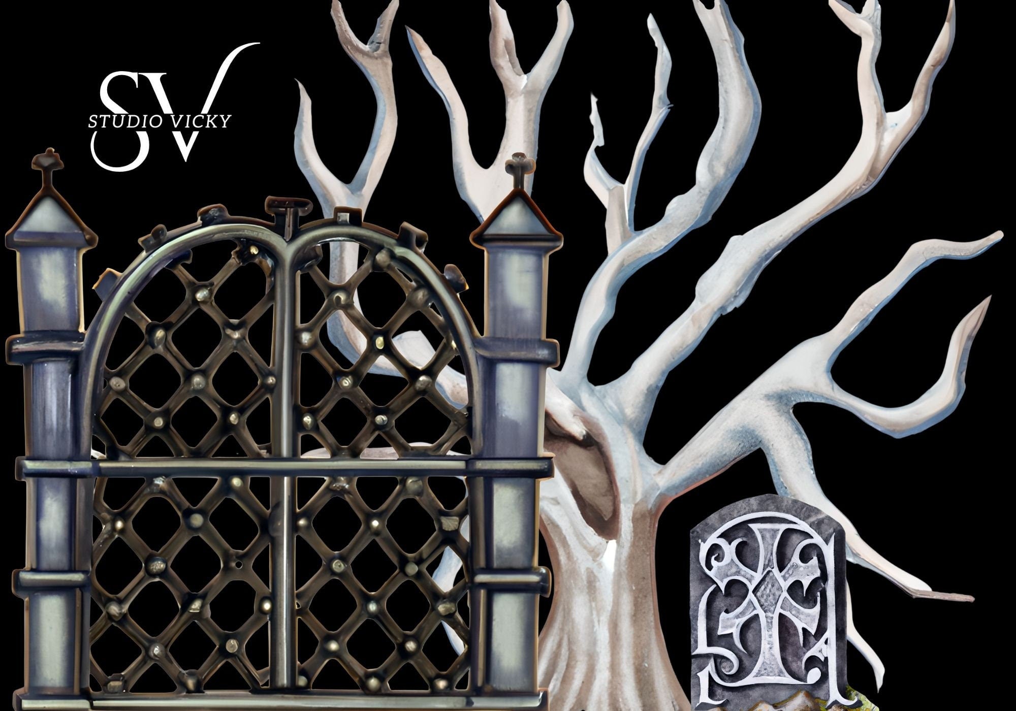Gothic Romance Clipart Bundle: Skulls, Roses, Keys (SVG & PNG)
