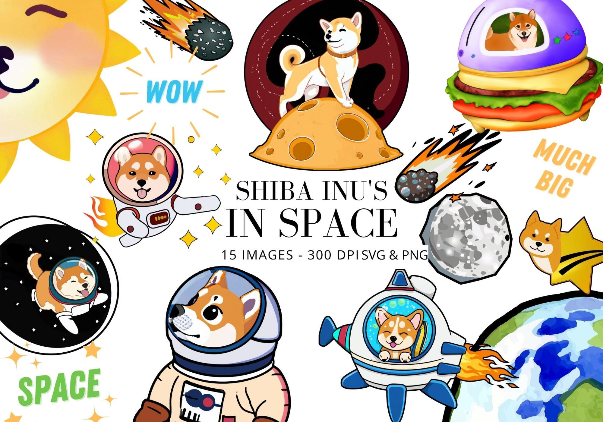 Doge Clipart: Shiba Inu in Space - PNG & SVG (Digital Download)