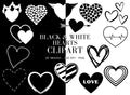 Hand Drawn Heart Clipart: Black and White PNG Bundle (Digital Download)