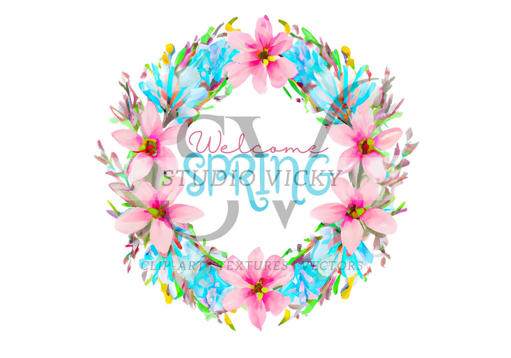 Hello Spring Clipart Bundle: Watercolor Floral PNG Designs (SVG & PNG)