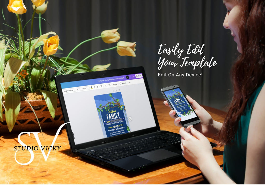 Family Reunion E-vite Template: Editable Family Tree Design (Canva)
