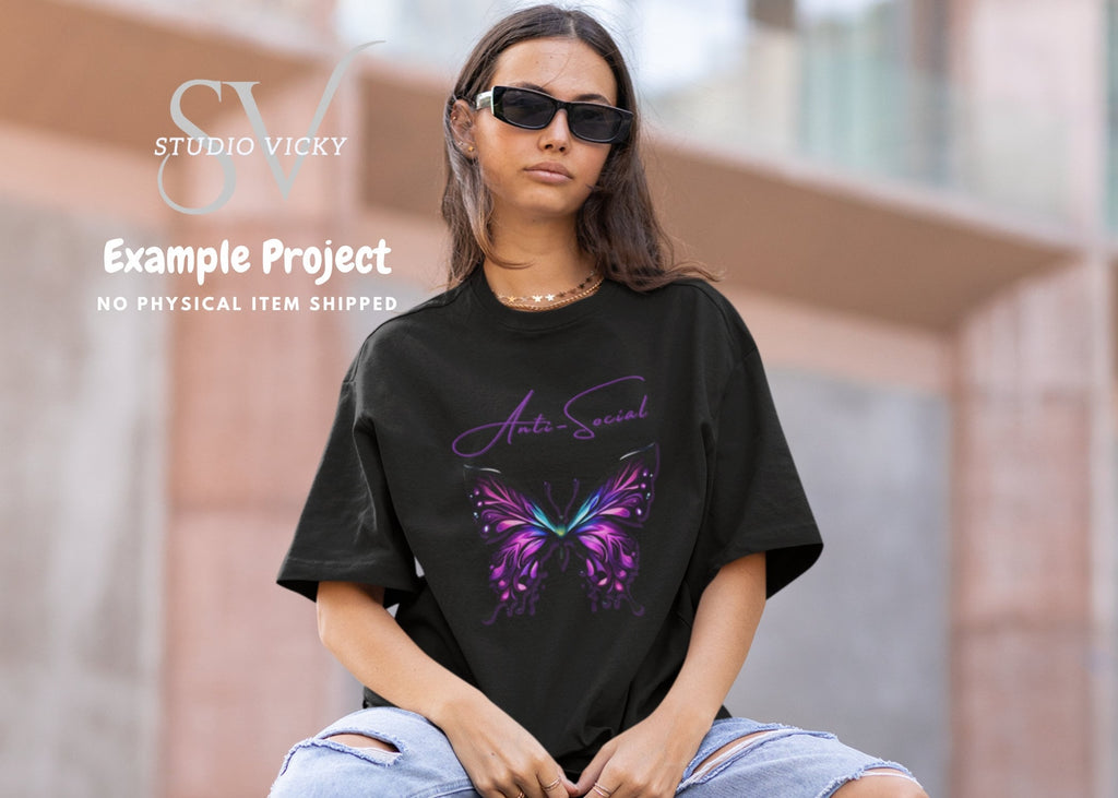 Fantasy Butterfly Graphics Bundle: Purple & Blue PNG Clipart