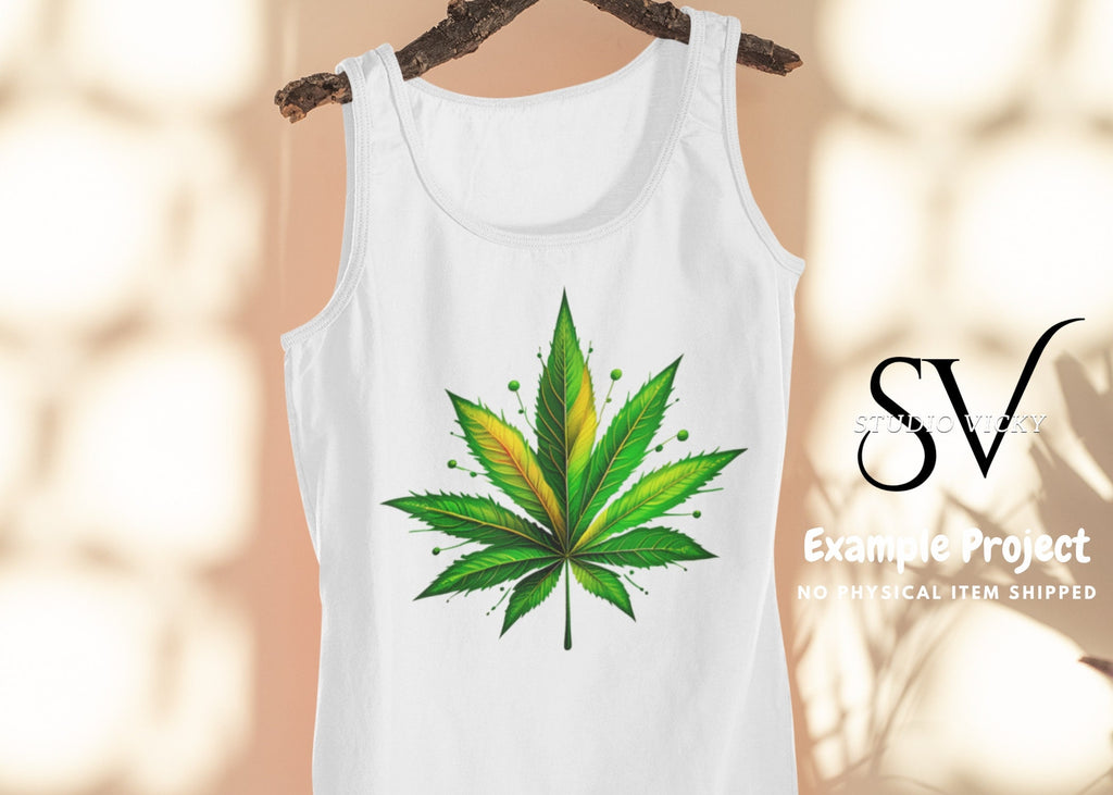 Marijuana Leaf Clipart, Colorful Weed (png, jpg, pdf) Bundle