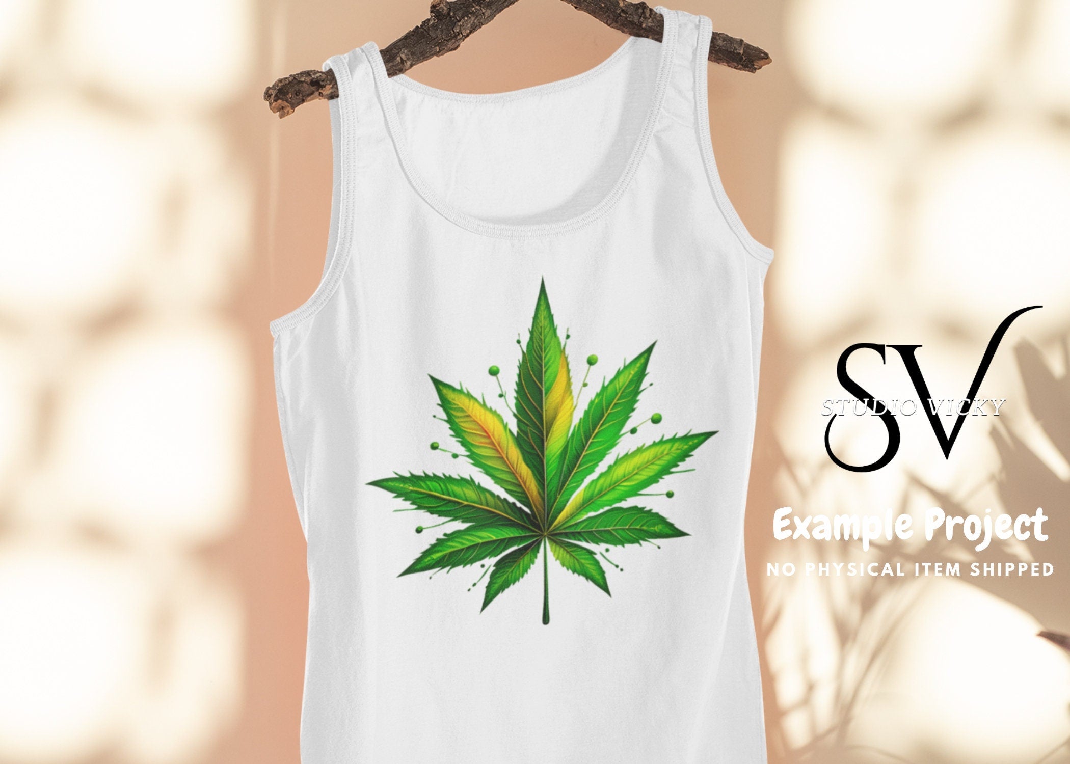 Marijuana Leaf Clipart, Colorful Weed (png, jpg, pdf) Bundle
