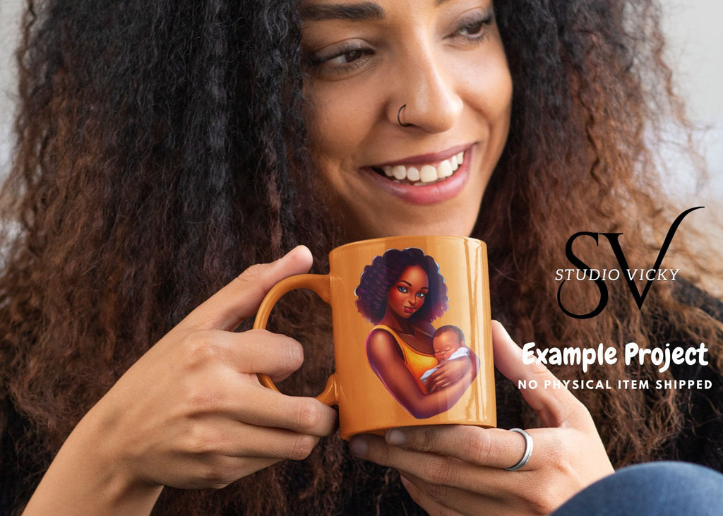Mother and Child Clipart Bundle, Ethnic Mom & Baby PNG SVG JPG