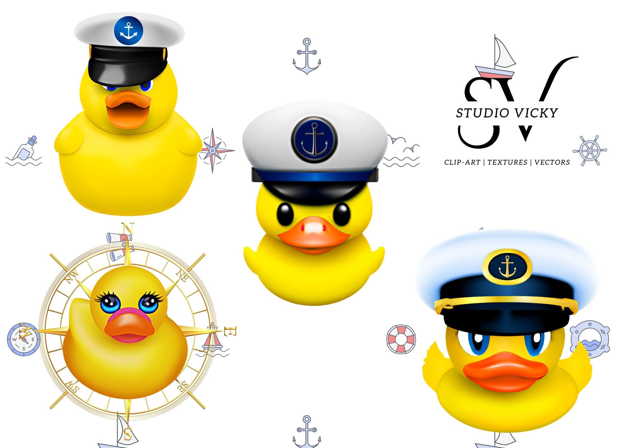 Cruise Duck Clipart (png, svg, jpg, pdf Bundle)