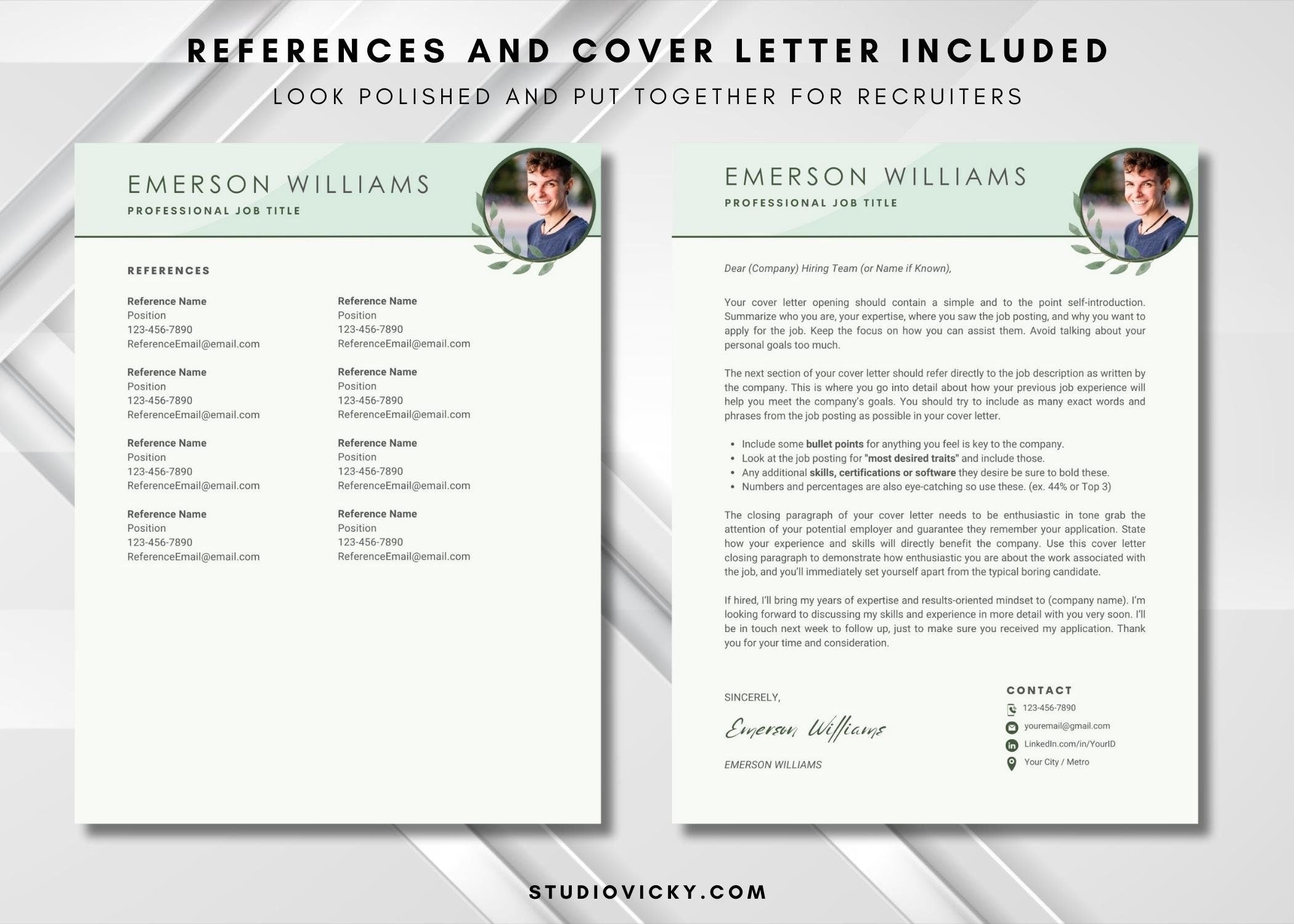 Green Resume Template with Photo: ATS Friendly CV (Canva)