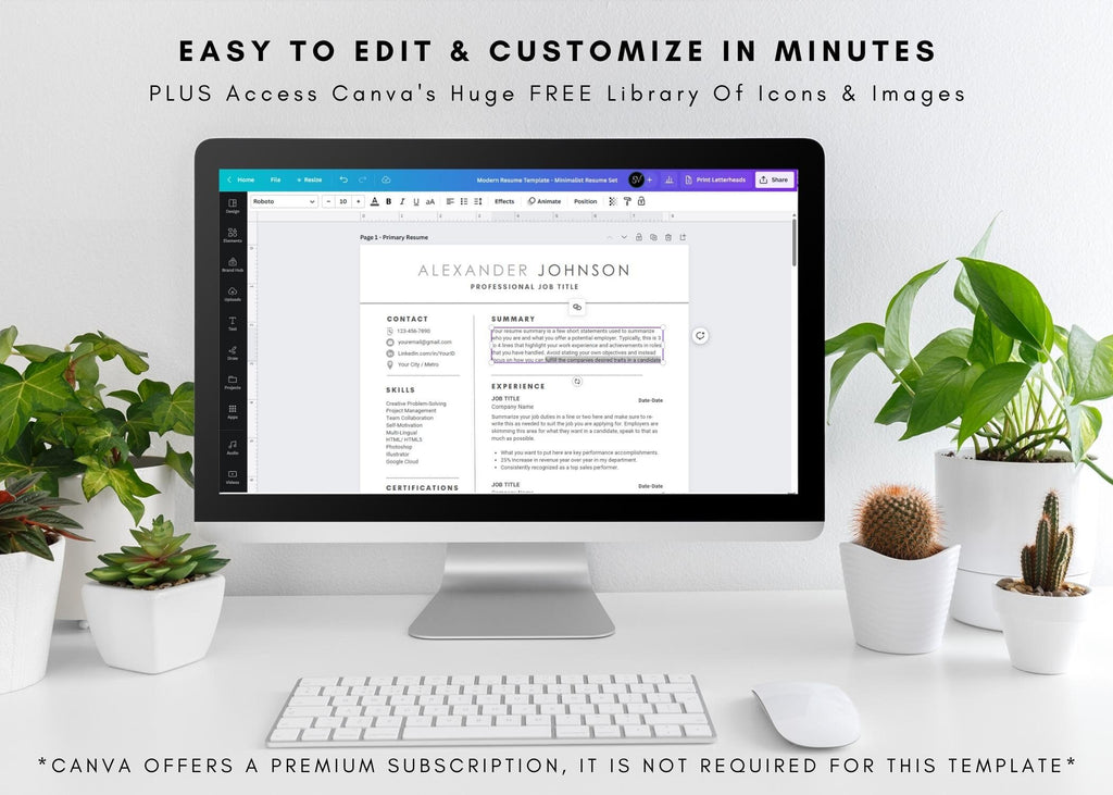 Minimalist Resume Template: ATS-Friendly Cover Letter & References (Canva)