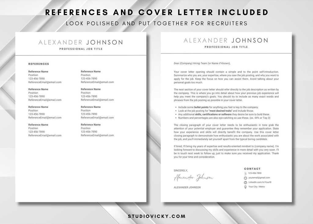 Minimalist Resume Template: ATS-Friendly Cover Letter & References (Canva)