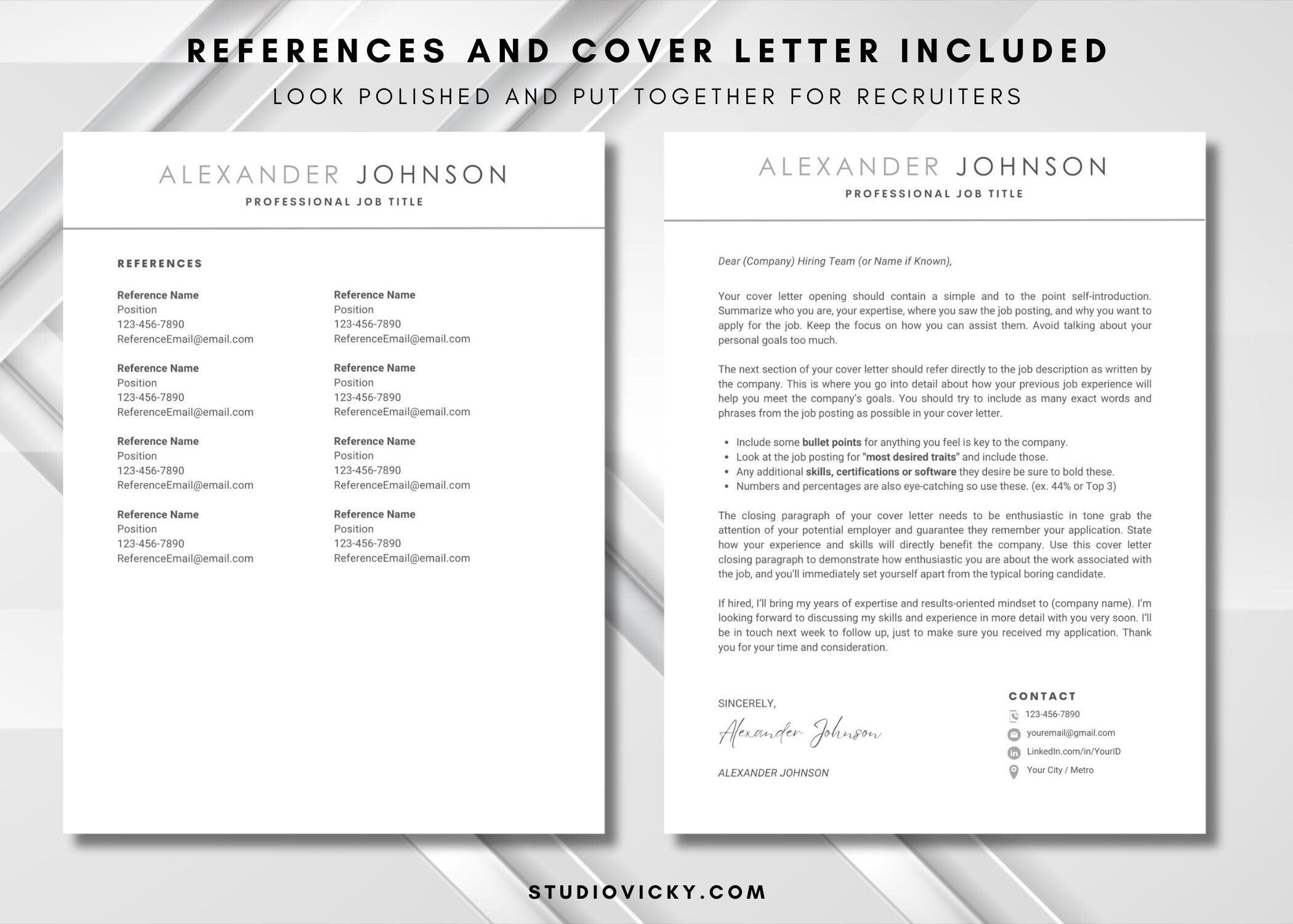 Minimalist Resume Template: ATS-Friendly Cover Letter & References (Canva)