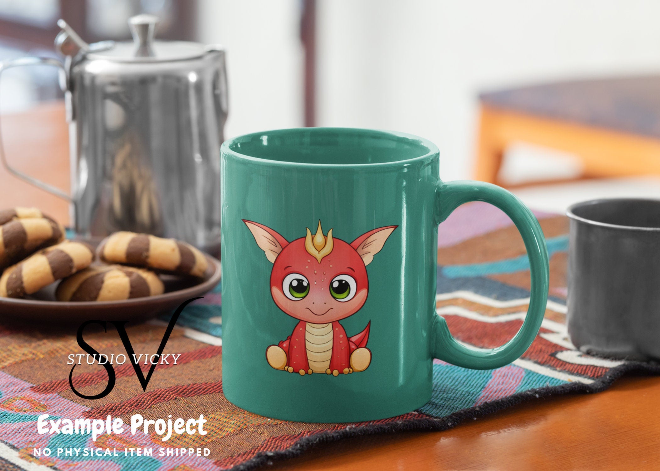 Kawaii Red Baby Dragon Clipart Bundle (png, svg, pdf, jpg)