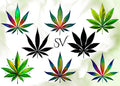 Marijuana Leaf Clipart, Colorful Weed (png, jpg, pdf) Bundle