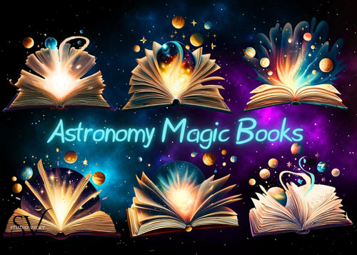 Astronomy Magic Book Clipart: Galaxy PNG Designs (Digital Download)