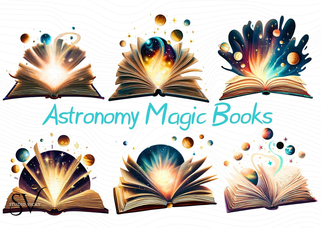 Astronomy Magic Book Clipart: Galaxy PNG Designs (Digital Download)