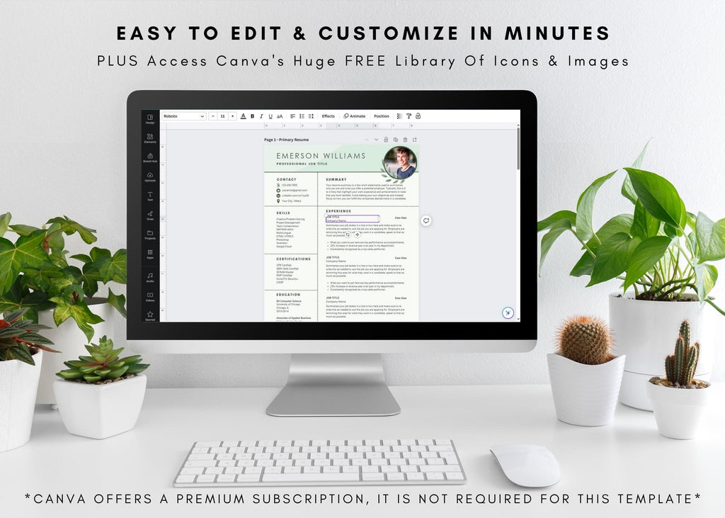 Green Resume Template with Photo: ATS Friendly CV (Canva)
