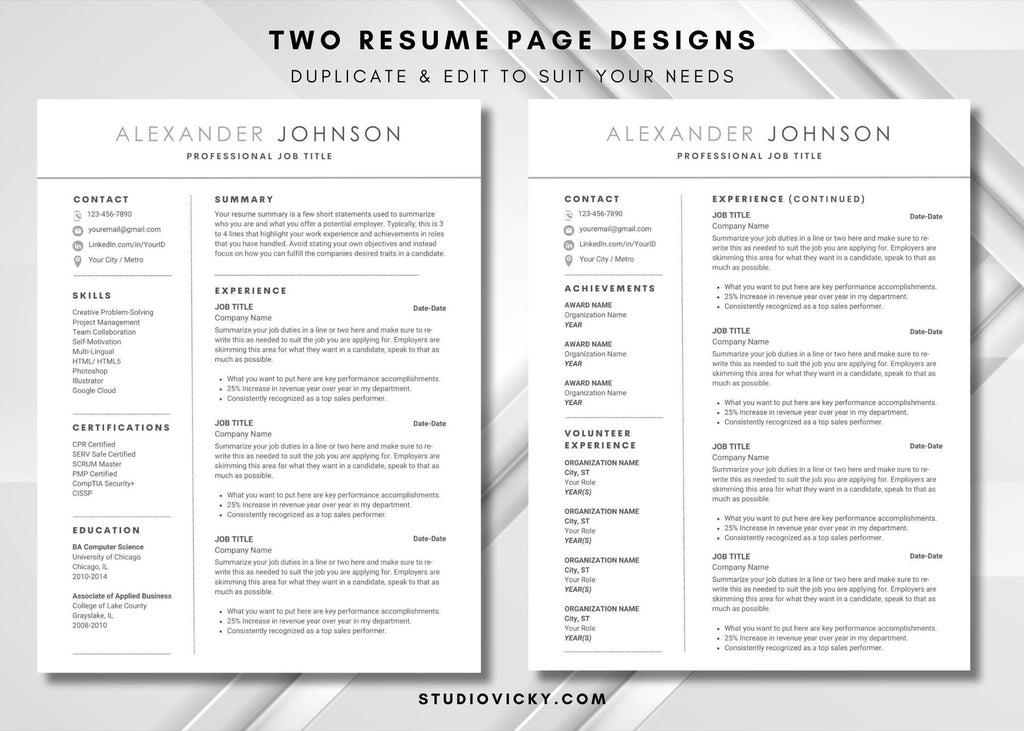 Minimalist Resume Template: ATS-Friendly Cover Letter & References (Canva)