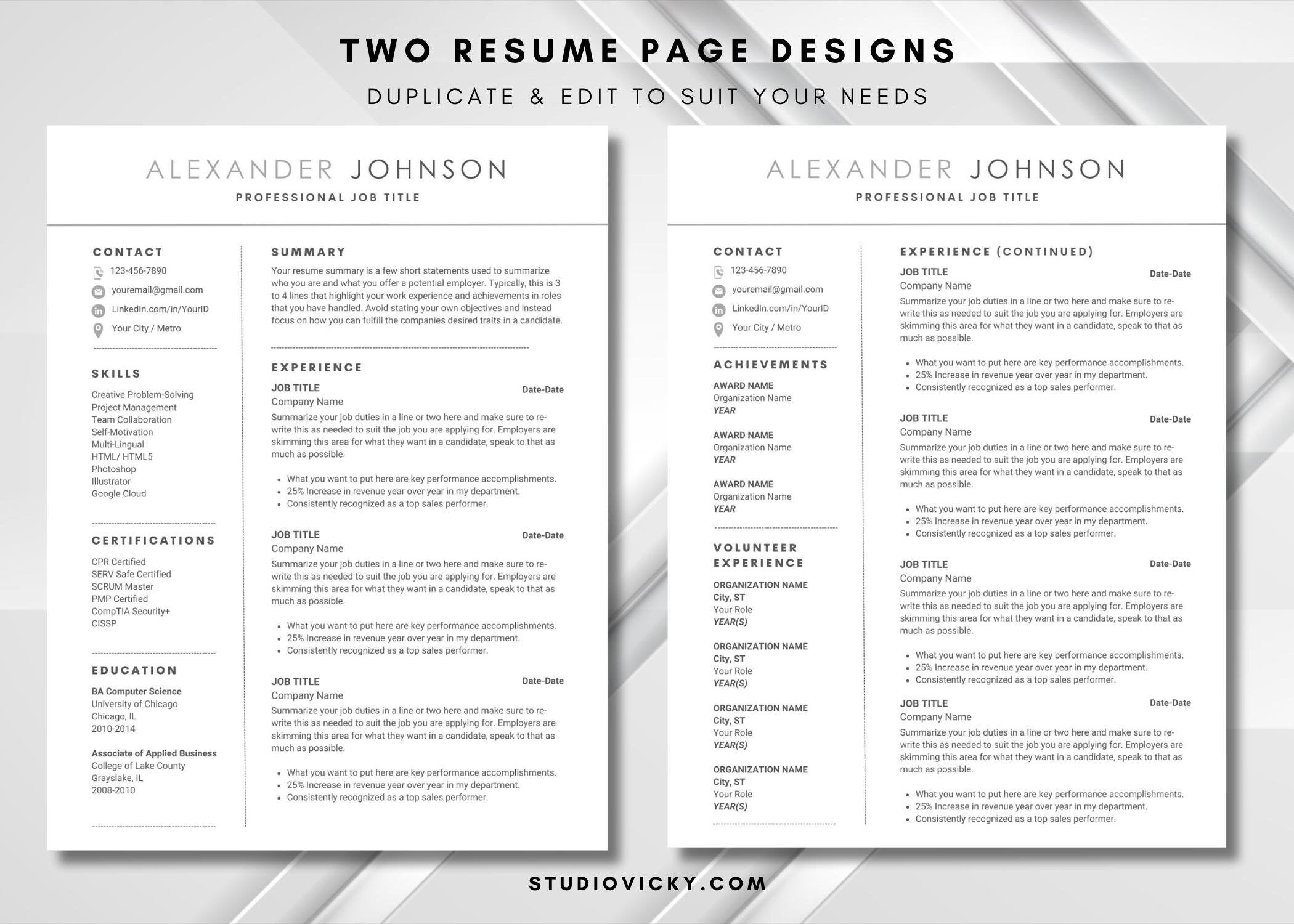 Minimalist Resume Template: ATS-Friendly Cover Letter & References (Canva)