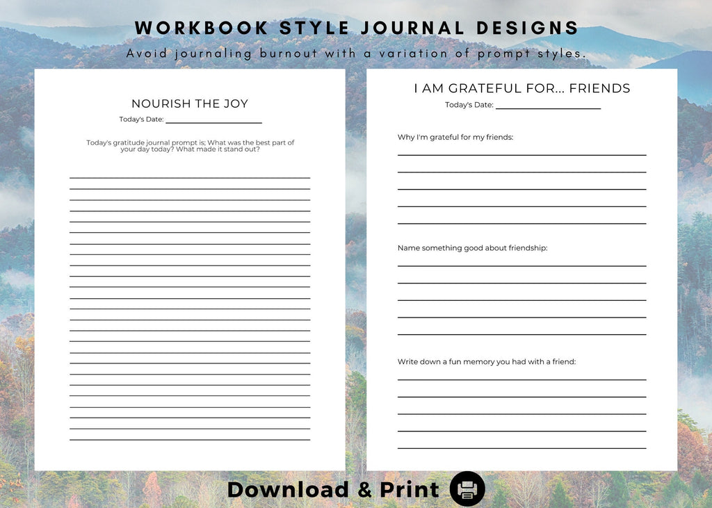 365-Day Daily Gratitude Journal Printable: 5-Minute Prompts (Digital Download)