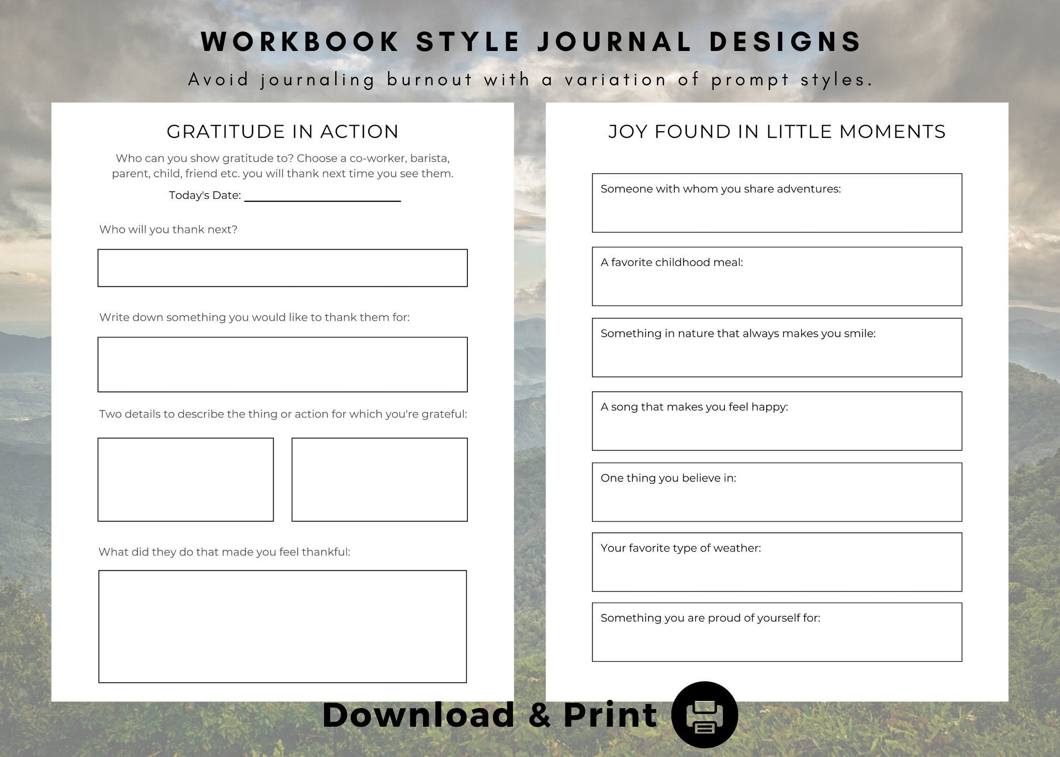 365-Day Daily Gratitude Journal Printable: 5-Minute Prompts (Digital Download)