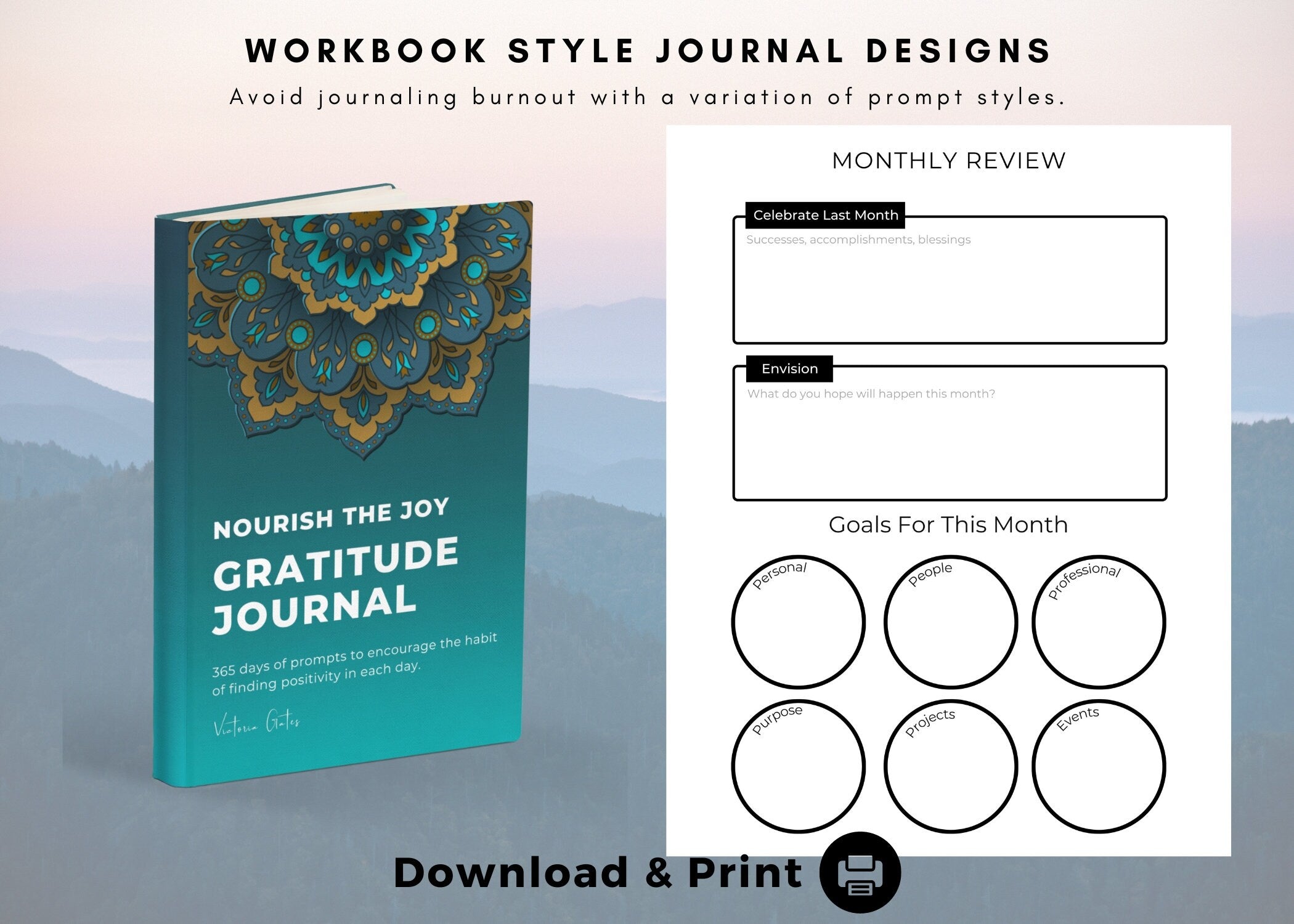 365-Day Daily Gratitude Journal Printable: 5-Minute Prompts (Digital Download)