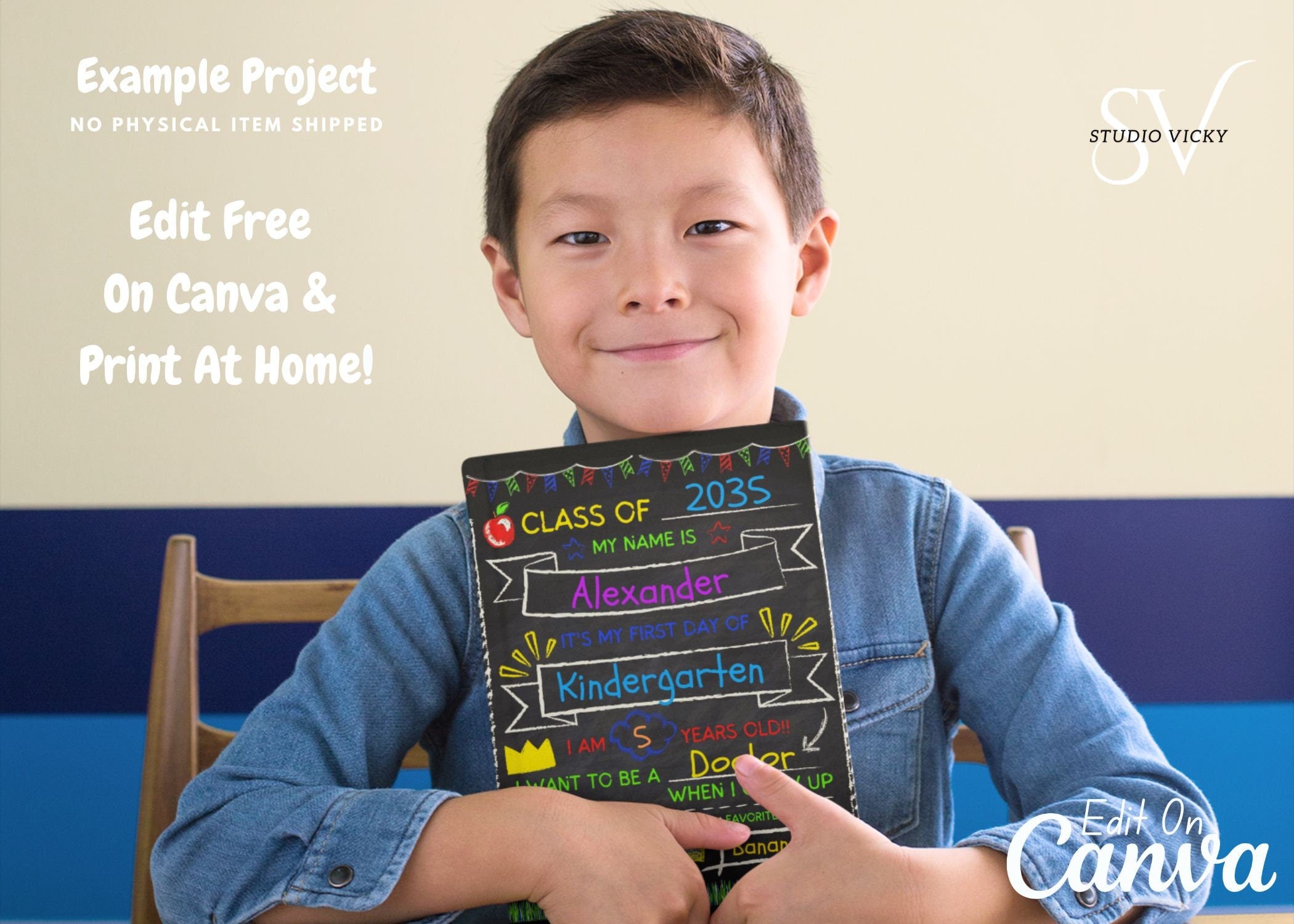 Back to School Photo Prop Sign: Chalkboard Whiteboard Template (Digital Download)