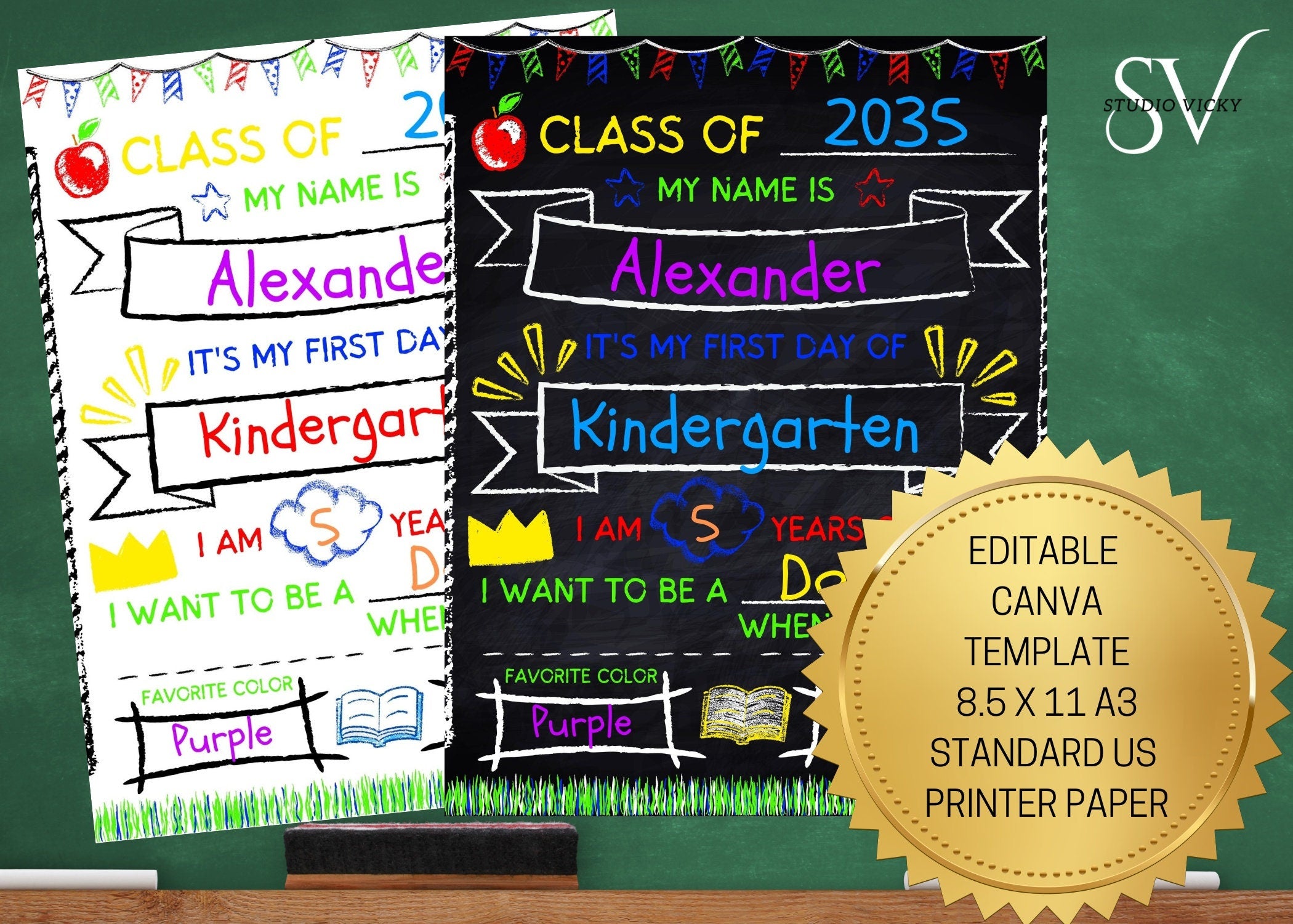 Back to School Photo Prop Sign: Chalkboard Whiteboard Template (Digital Download)