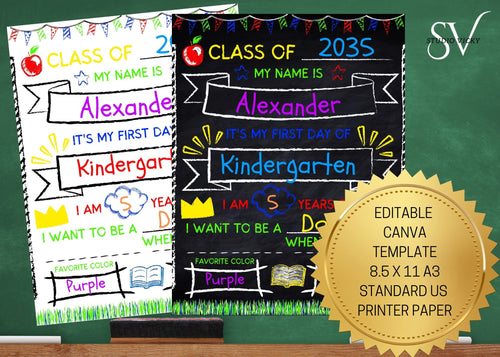 Back to School Photo Prop Sign: Chalkboard Whiteboard Template (Digital Download)