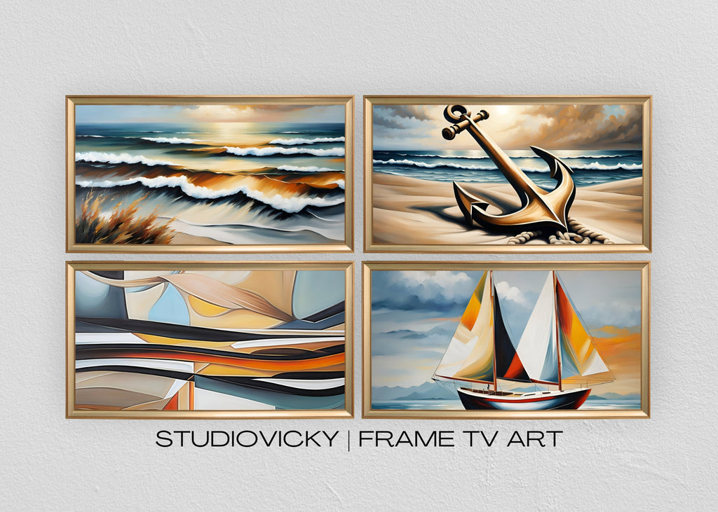 Coastal Seascape Art Set: 4K Frame TV Art, Desktop Wallpaper (Digital Download)