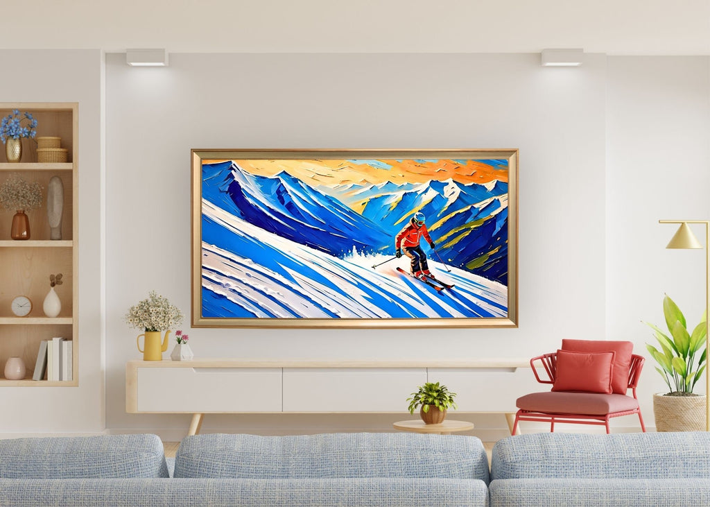 Ski Resort Frame TV Art Set: Winter Mountain Scenery (Digital Download)