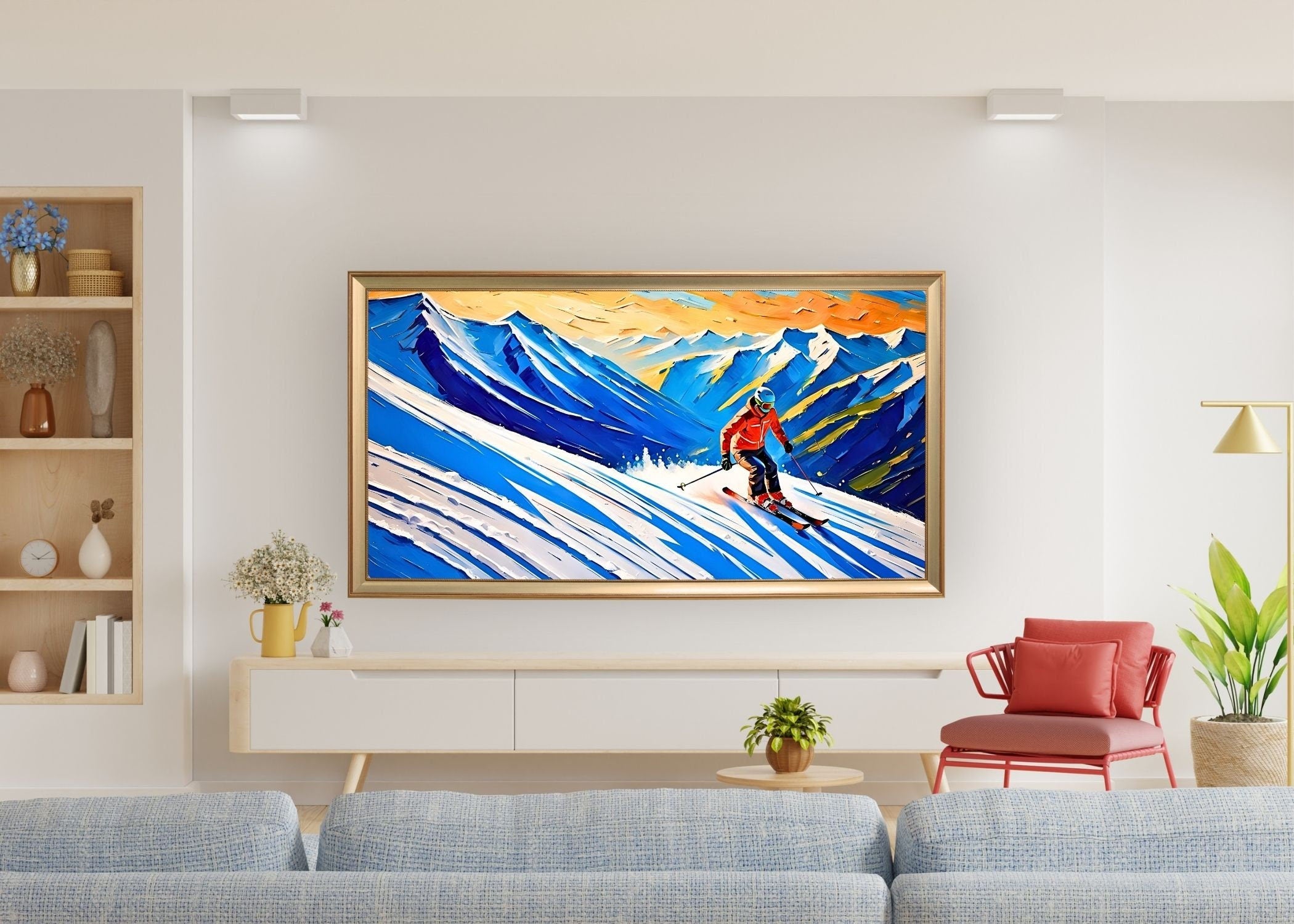 Ski Resort Frame TV Art Set: Winter Mountain Scenery (Digital Download)
