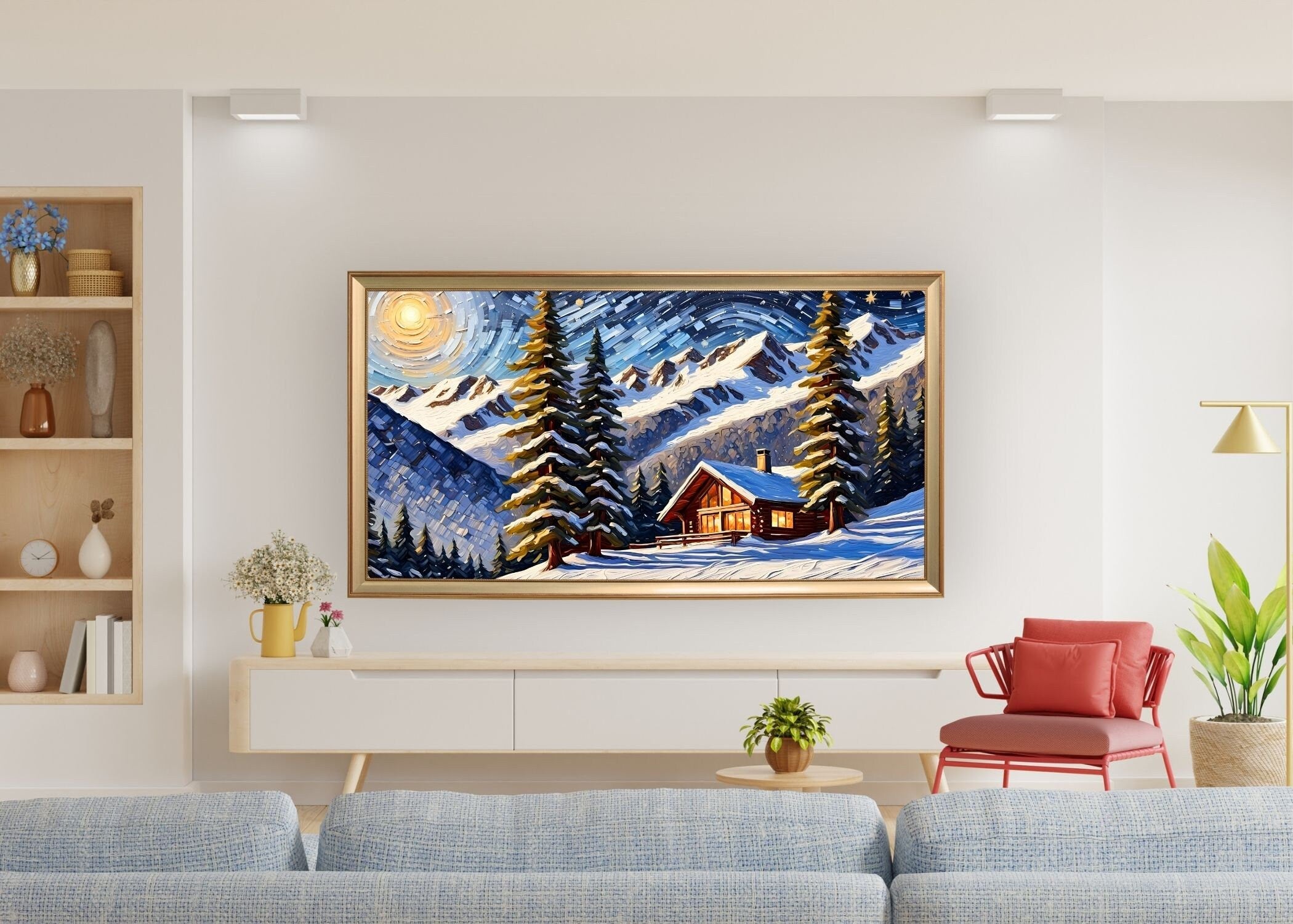 Ski Resort Frame TV Art Set: Winter Mountain Scenery (Digital Download)