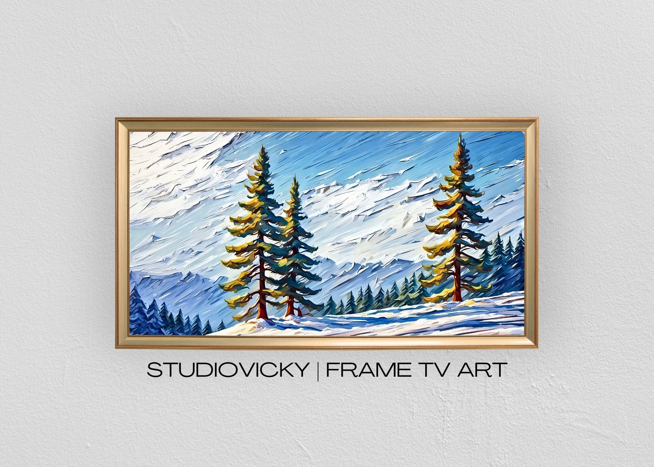 Ski Resort Frame TV Art Set: Winter Mountain Scenery (Digital Download)