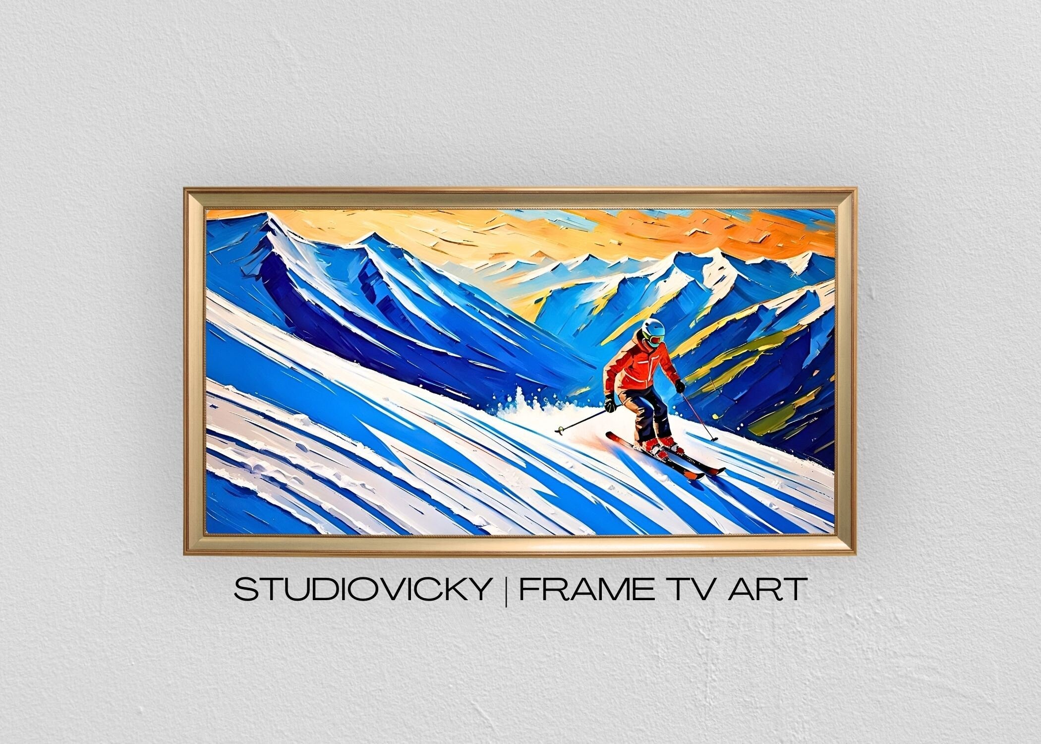 Ski Resort Frame TV Art Set: Winter Mountain Scenery (Digital Download)