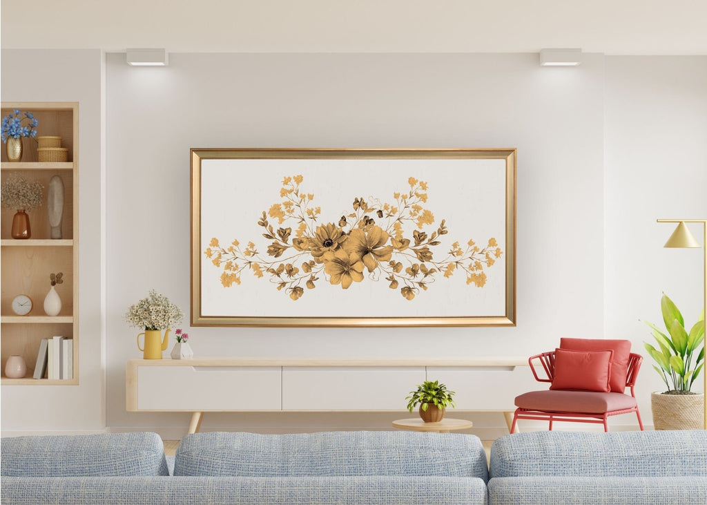 Neutral Wildflower Frame TV Art: Botanical Floral Display (Digital Download)