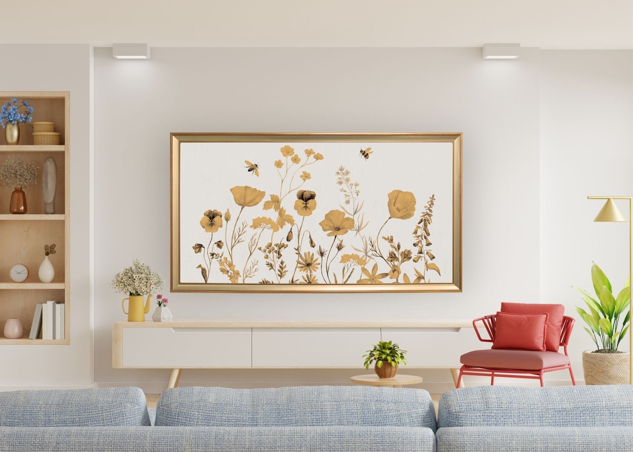Neutral Wildflower Frame TV Art: Botanical Floral Display (Digital Download)