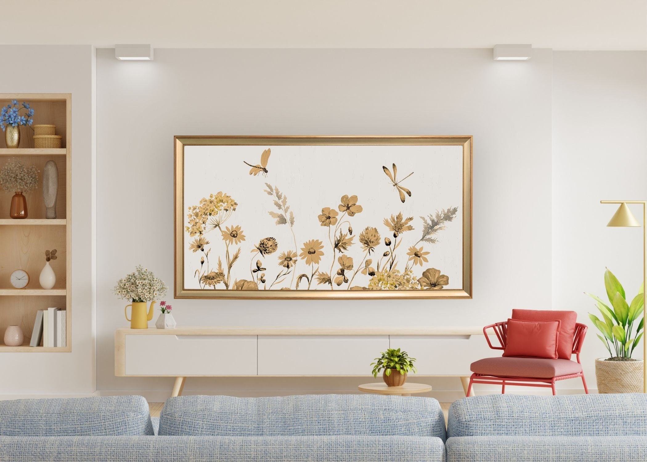 Neutral Wildflower Frame TV Art: Botanical Floral Display (Digital Download)