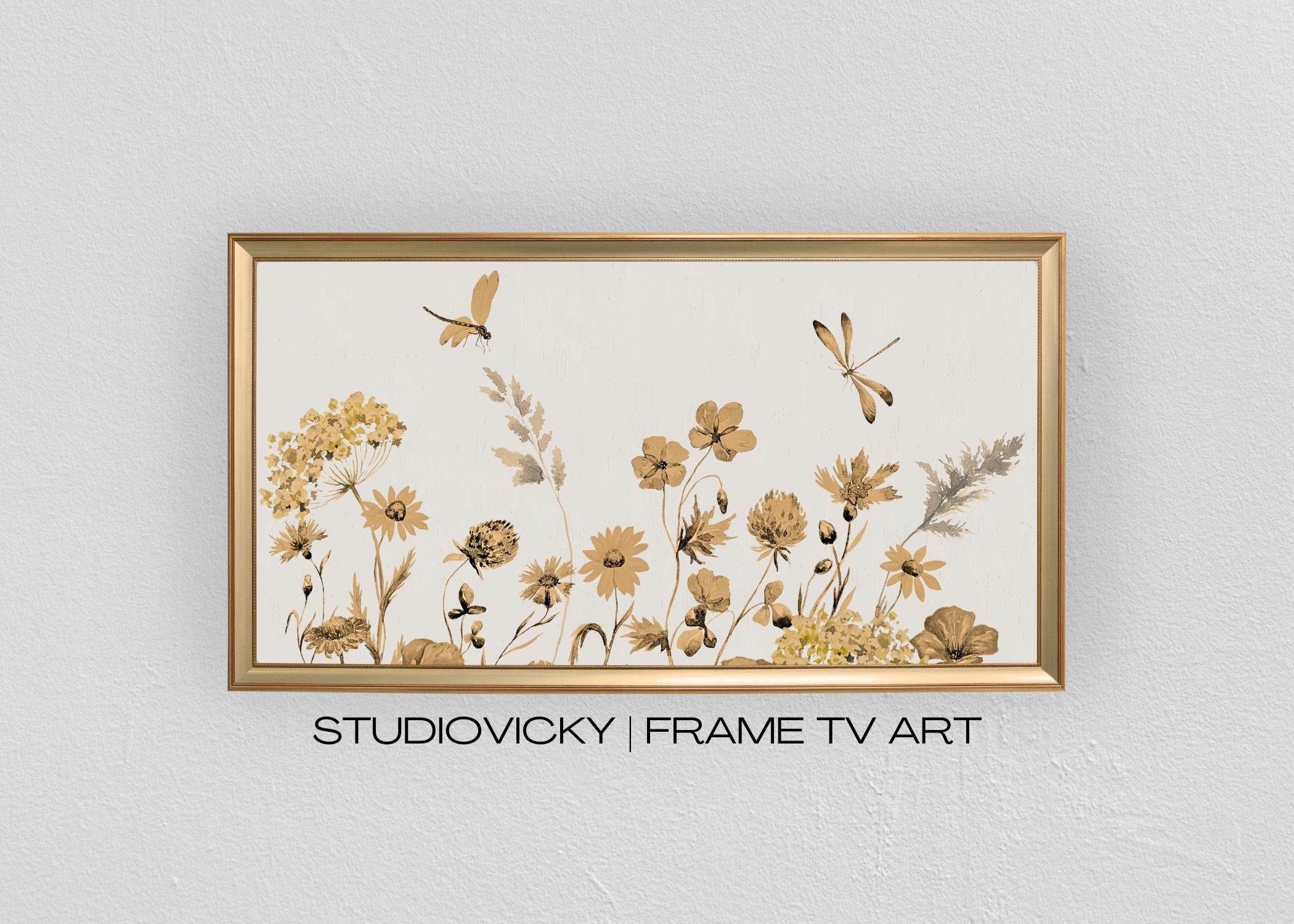 Neutral Wildflower Frame TV Art: Botanical Floral Display (Digital Download)