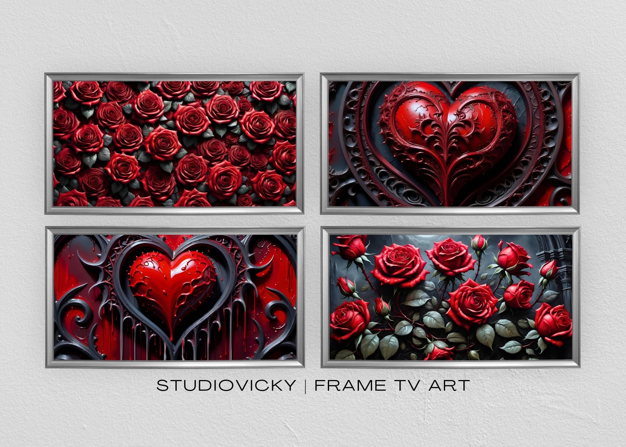 Gothic Heart Rose Frame TV Art: Dark Valentine's Day (Digital Download)