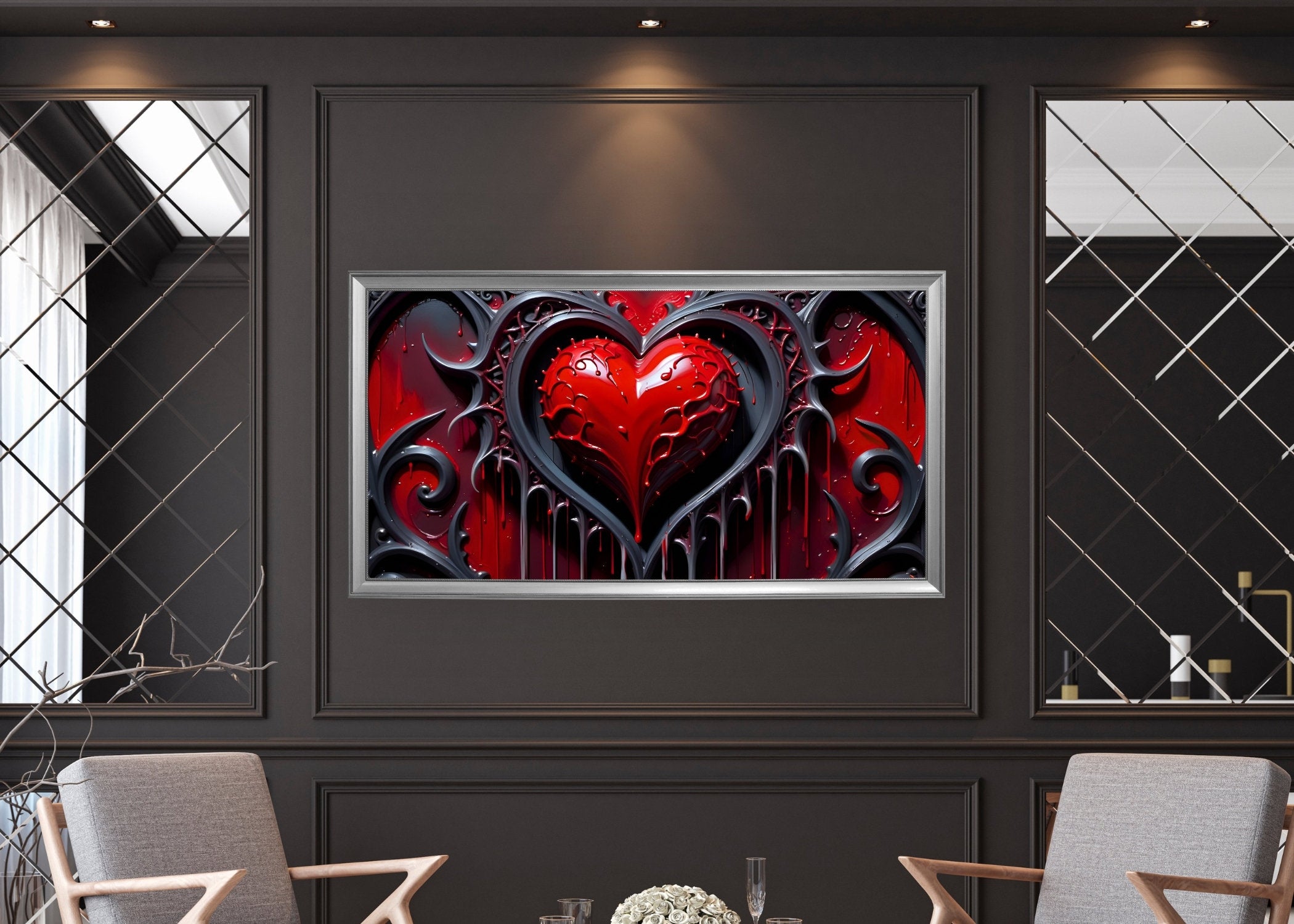 Gothic Heart Rose Frame TV Art: Dark Valentine's Day (Digital Download)